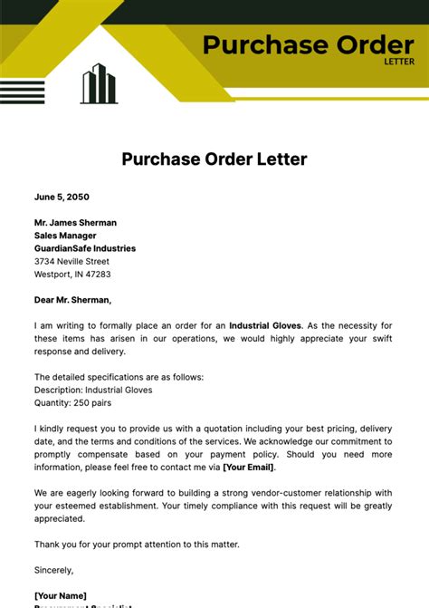 Purchase Order Letter Template Doctemplates Hot Sex Picture
