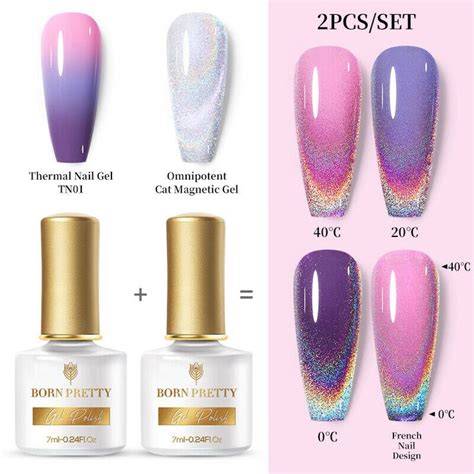 Born Pretty Pcs Set Gel Nail Polish Cat Magnetic Colorful Thermal Gel