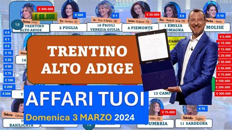 Affari Tuoi Domenica Marzo Con Il Trentino I Pacchi Aperti In