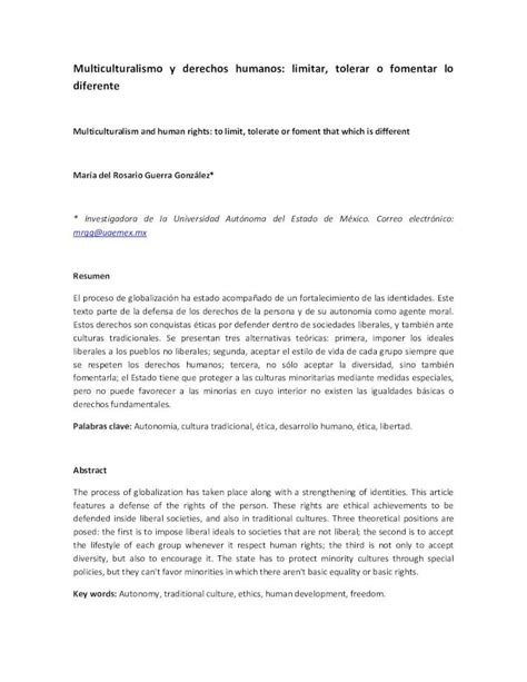 Pdf Multiculturalismo Y Derechos Humanos Limitar Tolerar O