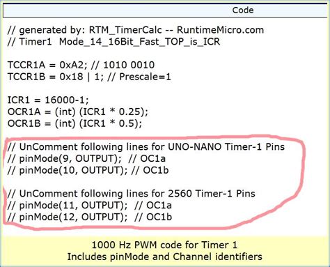 Arduino PWM Calculator is WYSIWYG code generator