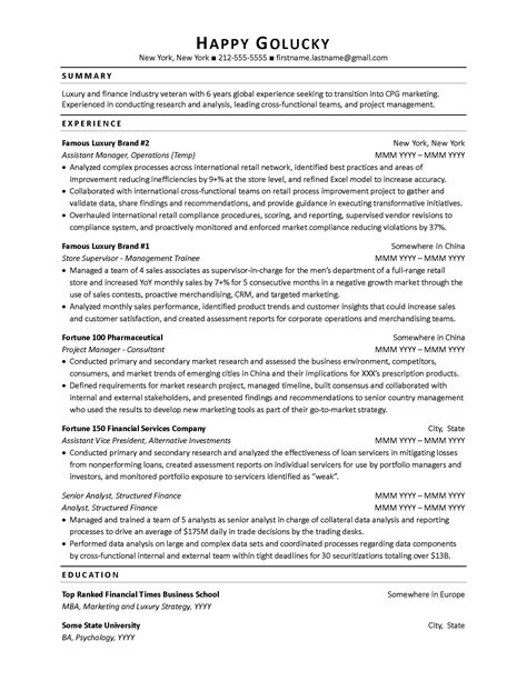 Resume Critique Seeking To Transition Into Cpg Marketing From Other Field Rresumes