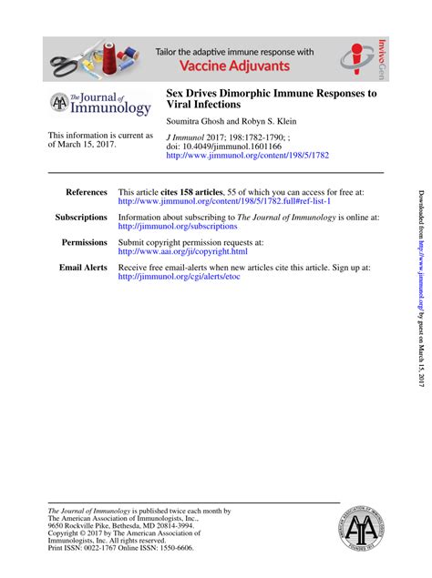 PDF Sex Drives Dimorphic Immune Responses To Viral Infections