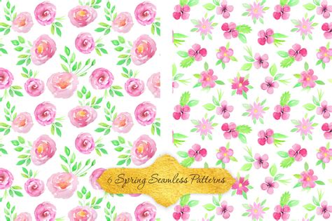 Watercolor Floral Patterns Vol By Larysa Zabrotskaya Thehungryjpeg