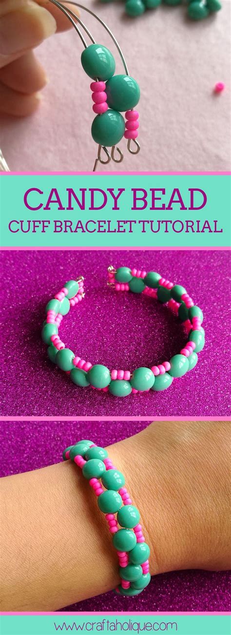 Candy Bead And Memory Wire Cuff Bracelet Tutorial Craftaholique Cuff