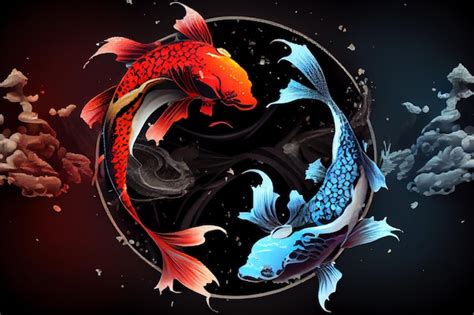 Ilustração colorida dos peixes koi da carpa japonesa Foto Premium