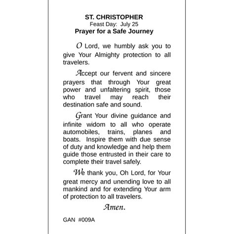 St Christopher Prayer Card Prayer For A Safe Journey Inspired Prayer