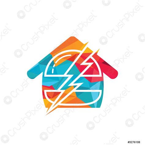 Flash Burger Vector Logo Design Burger With Thunderstorm And Home Stock Vector 3276108