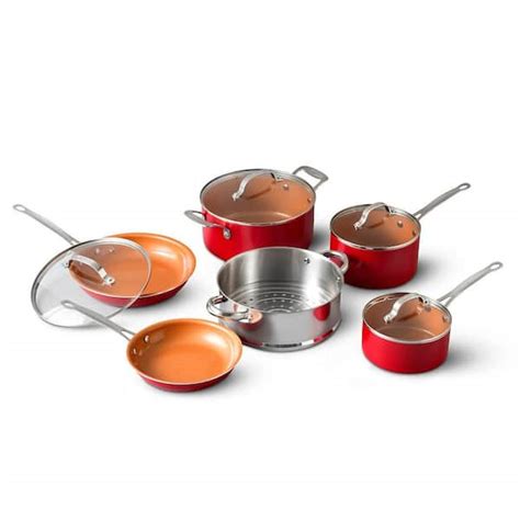 Gotham Steel 10 Piece Aluminum Ti Ceramic Nonstick Round Cookware Set