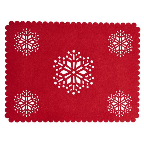 Wilko Red Felt Snowflake Christmas Placemat 30 X 40cm Wilko