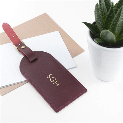 Personalised Burgundy Foiled Leather Luggage Tag The Gift Experience