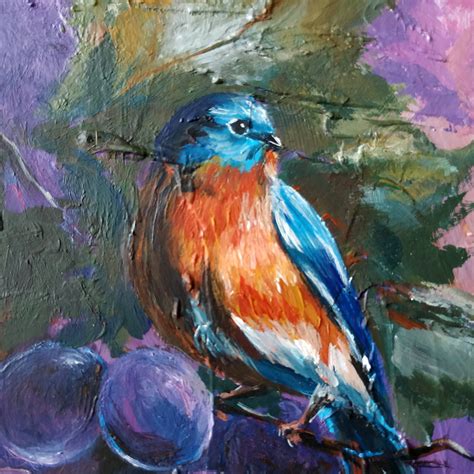 Eastern Bluebird Original Painting Acrylic Bluebird Art Small | Etsy