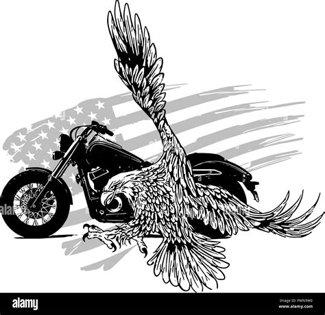 Vector Illustation American Eagle Against Usa Flag And White Background