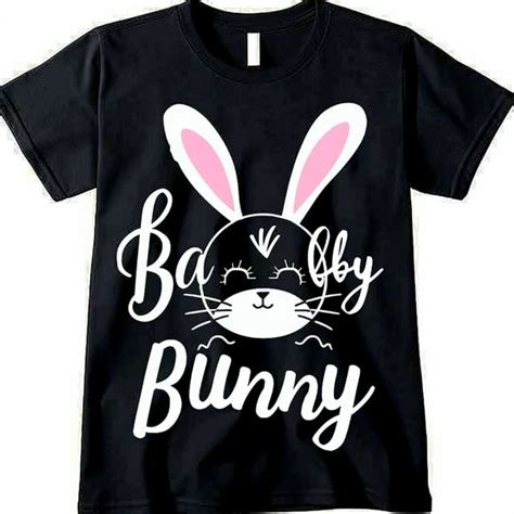 Adorable Baby Bunny Easter Theme T Shirt Cute Rabbit Design On Black