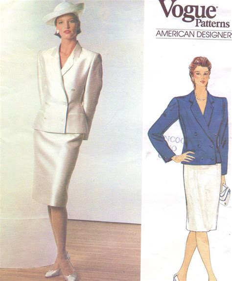 1980s Bill Blass Womens Above Hip Jacket And Straight Skirt Vogue Sewing Pattern 1158 Size 16