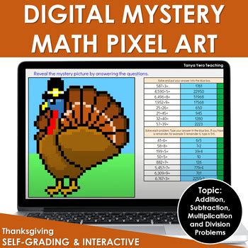 Digital Thanksgiving Activities Math Pixel Art Mystery Picture Distance