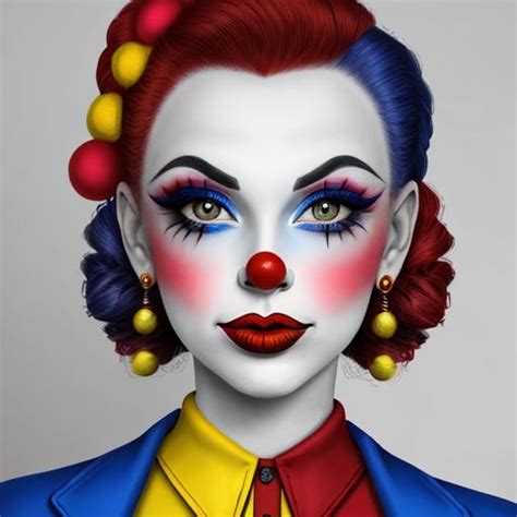 A Pretty Female Clown In Primary Colors Pretty Makeup