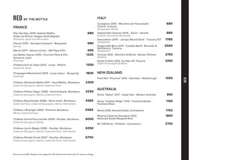 Menu At Rooftop Bar Canggu