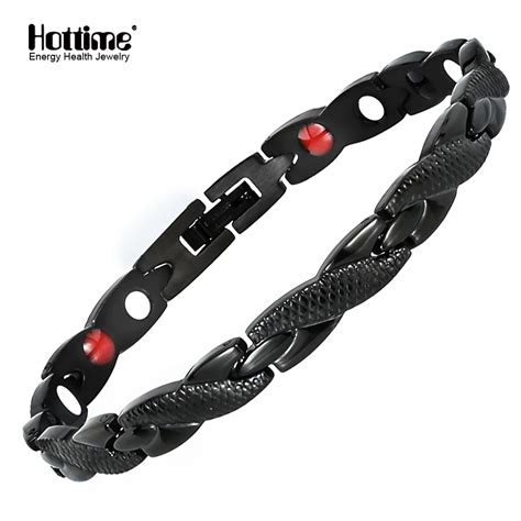 Hottime Black Magnetic Bracelet Male Health Energy Bio Magnetic Therapy