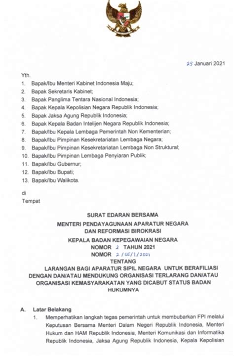 Surat Edaran Bersama Menteri PANRB Dan Kepala BKN Langkah Tegas