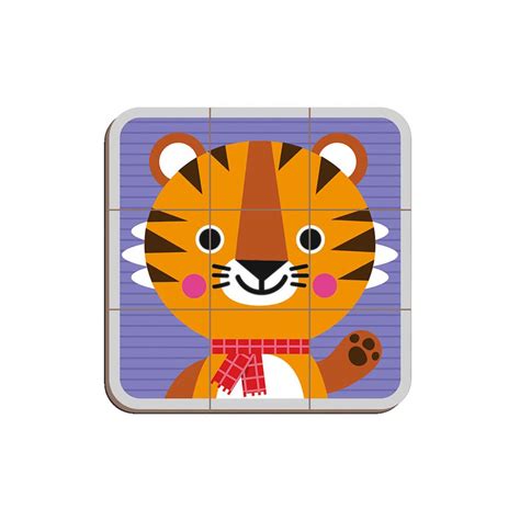 A Square Tile With A Cartoon Tiger On It