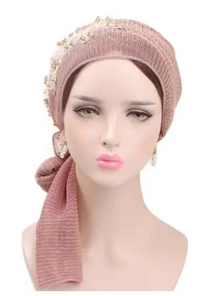 Wholesale Shinny Muslim Hijab Cap Pleated Headscarf Golden Starry