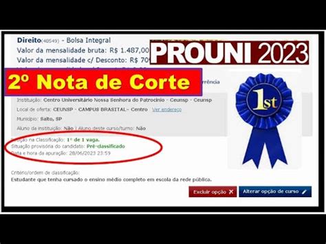 Nota De Corte Prouni Segunda Nota De Corte De