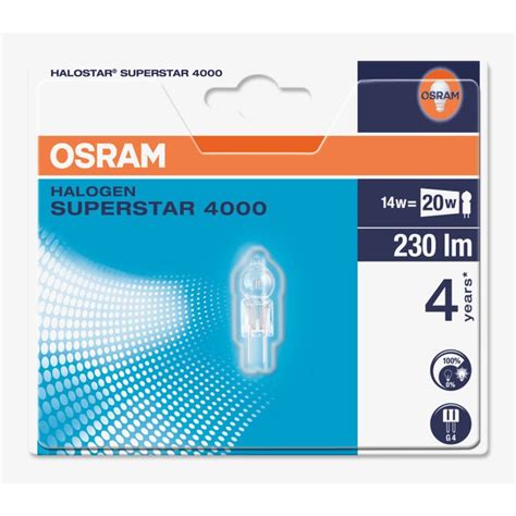 Osram Eco Halogen Stiftsockellampe W W G Klar V Lm Halost