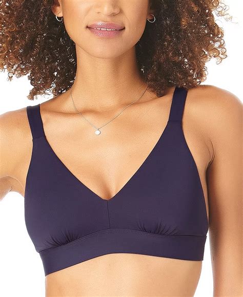 Anne Cole NAVY Easy Triangle Bikini Swim Top US Small Walmart