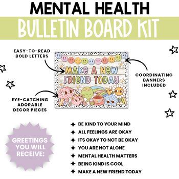 Mental Health Awareness Bulletin Board Kit Kindness Bulletin Board