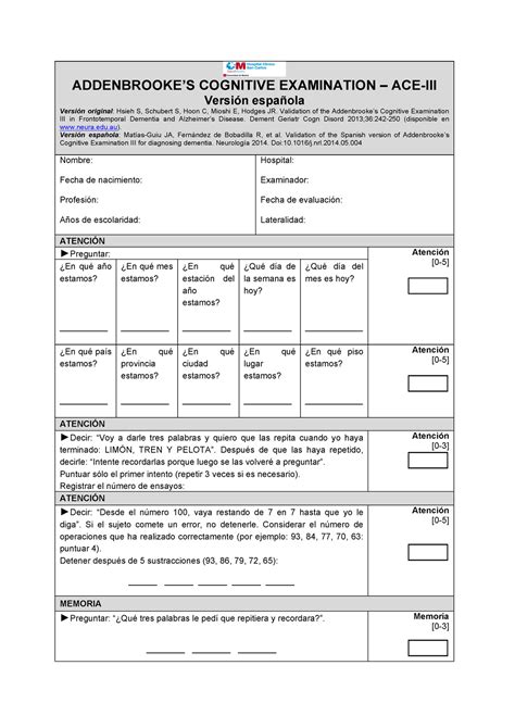 Ace Iii Fonoaudiolog A Addenbrookes Cognitive Examination Ace