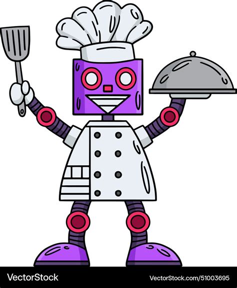 Robot chef cartoon colored clipart Royalty Free Vector Image