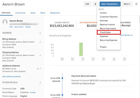 Create Credit Notes Help Zoho Invoice