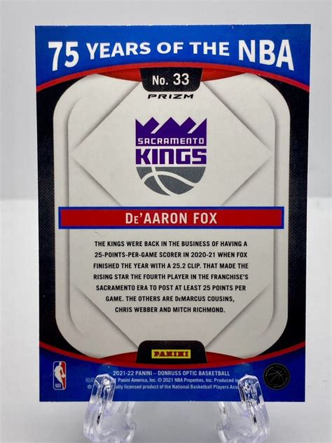 2021 22 Panini Prizm 33 De Aaron Fox 75 Years Of The NBA Donruss