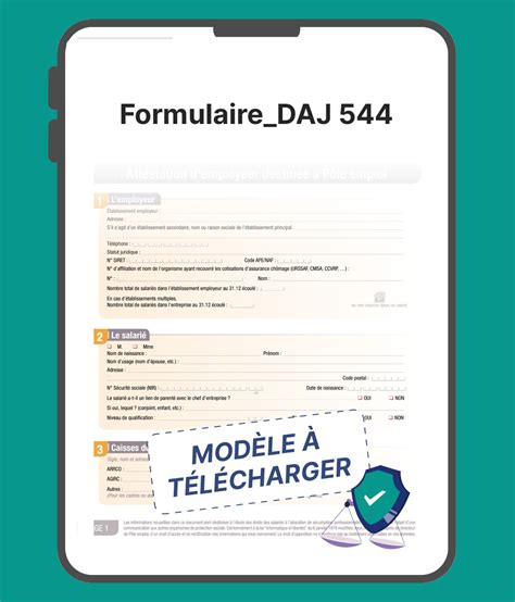 Formulaire DAJ 544 Lattestation employeur à joindre à la demande d