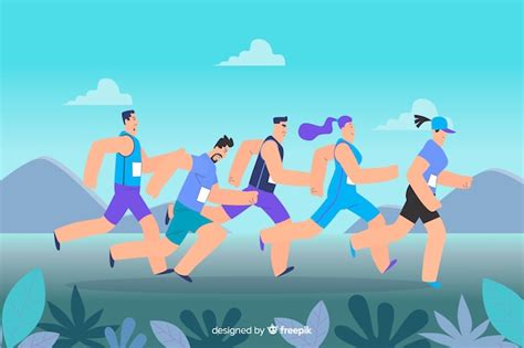 Grupo De Personas Corriendo Juntas Ilustradas Vector Gratis