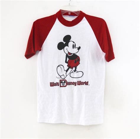 Vintage S Tshirt Mickey Mouse Disney World Souvenir Ringer Raglan Tee