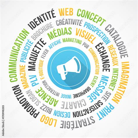 Communication Publicit Et Marketing Nuage De Mots Et Ic Ne Stock