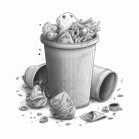 Un Dibujo De Un Contenedor De Basura Con Basura Y Otra Basura