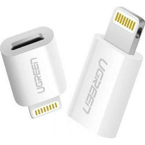 Ugreen Αντάπτορας Lightning Male σε Microusb Female White