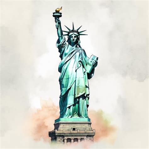 Premium AI Image A Watercolor Painting Of The Statue Of Liberty