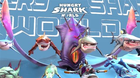 ALL SHARKS VS GIANT SQUID BOSS Hungry Shark World YouTube