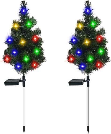 Vicflora Solar Christmas Tree Lights Outdoor Waterproof Multi Color Led Flickering Solar Yard