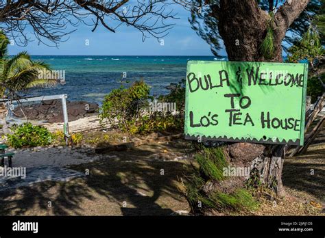 Bula Sign Welcoming Guests To Los Tea House Nanuya Lai Lai Island