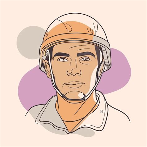 Premium Vector A Drawing Of A Man Wearing A Helmet With The Number