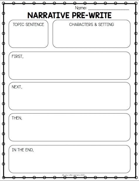 Personal Narrative Writing Graphic Organizer