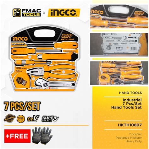 INGCO SUPER SELECT 7 PCS SET Hand Tools Set HKTH10807 FREEBIES FMAC