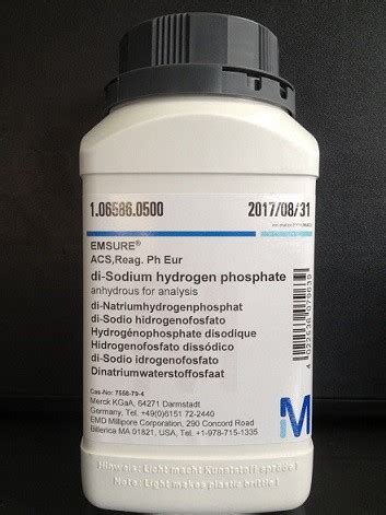 Di Sodium Hydrogen Phosphate Anhydrous For Analysis EMSURE ACS Reag