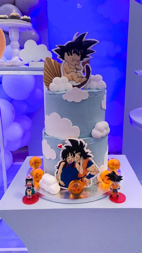 Pastel Baby Shower Goku Beb Nubes Pastel Con Galletas Glaseadas