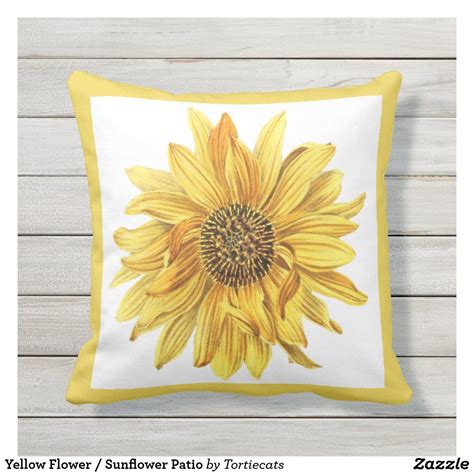 Yellow Flower Sunflower Patio Outdoor Pillow Outdoor